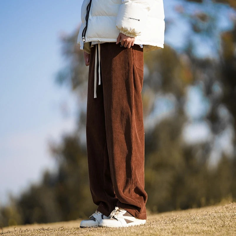 Corduroy Drawstring Pants-Wilo Wale