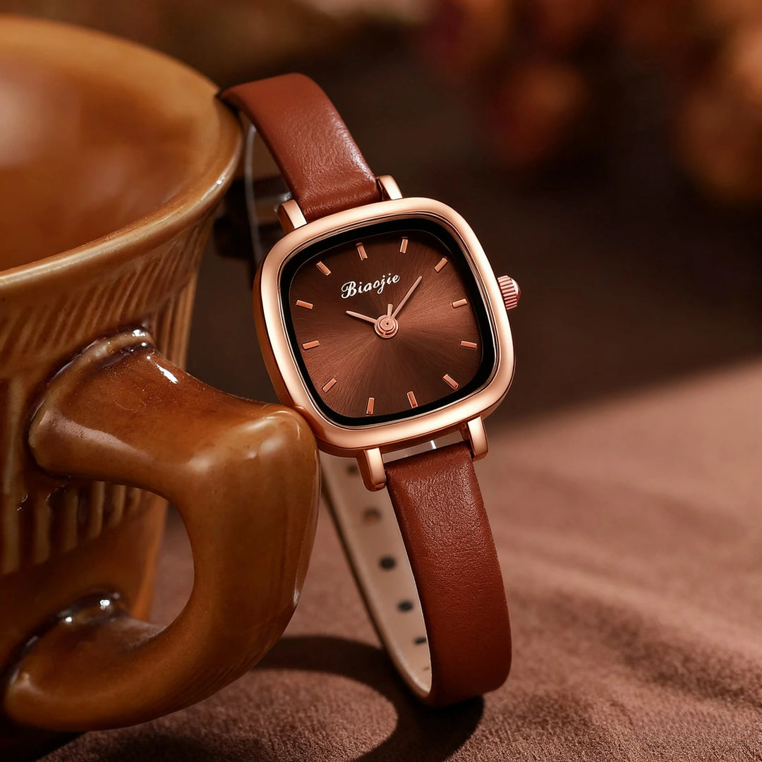 Lennox Square-Dial Leather Watch