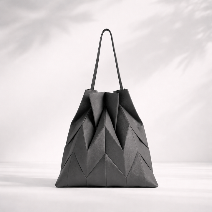 Solenne Pleated Canvas Tote Bag