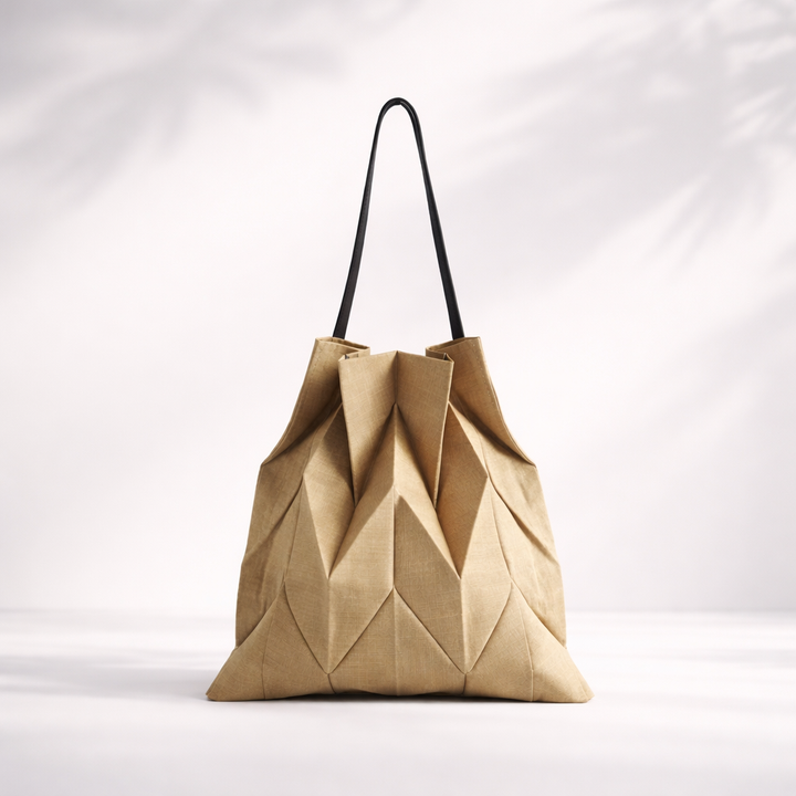 Solenne Pleated Canvas Tote Bag