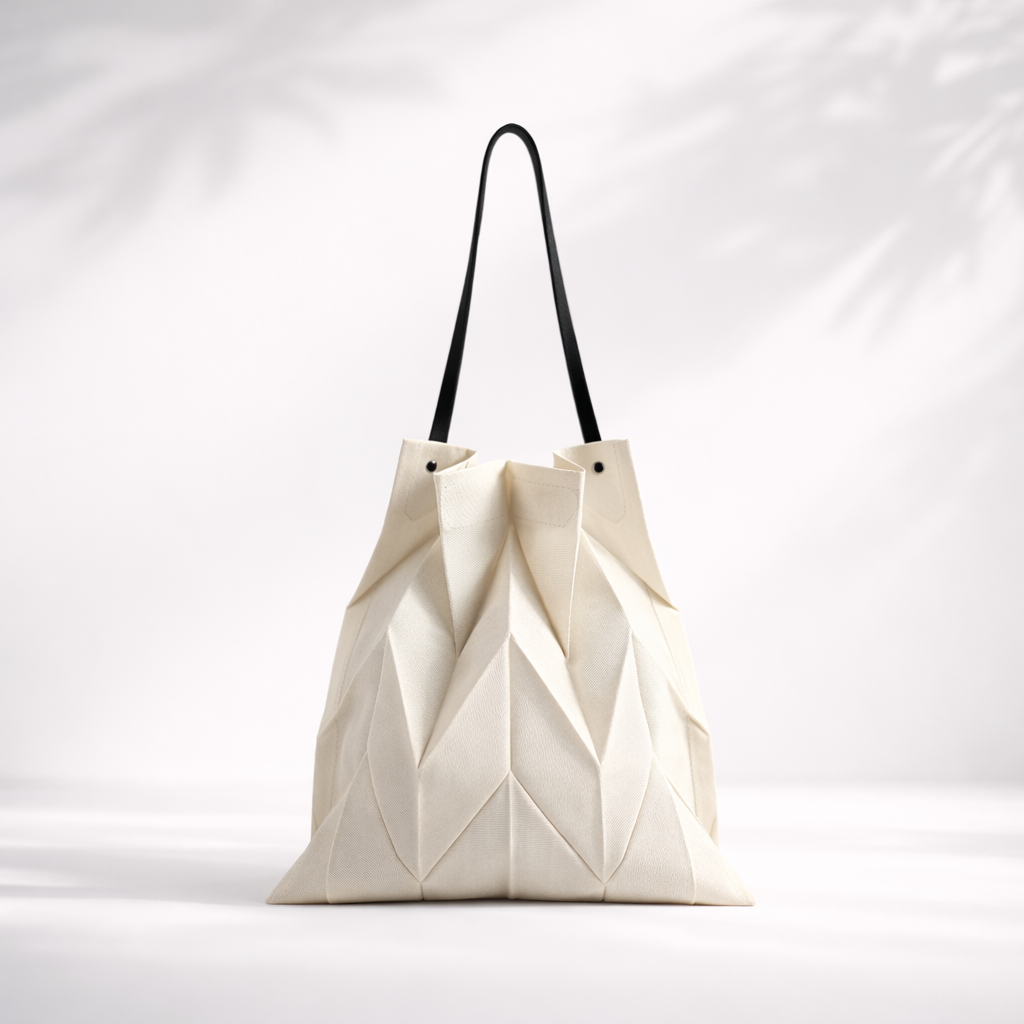 Solenne Pleated Canvas Tote Bag