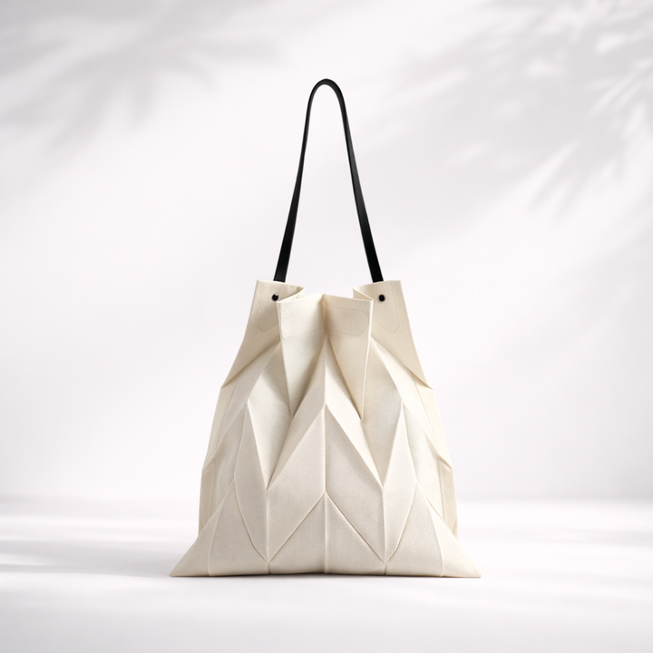 Solenne Pleated Canvas Tote Bag