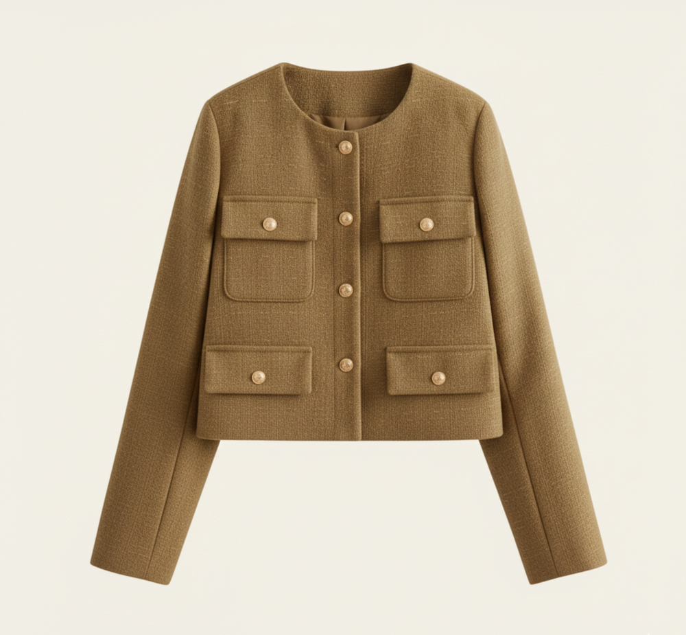Aurelia Wool Cropped Sweater Jacket