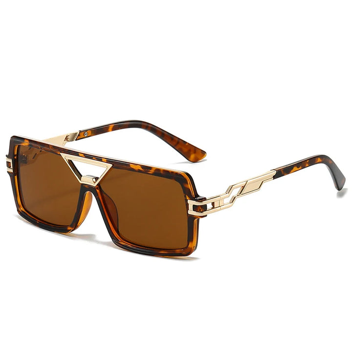 Sunglasses with tortoiseshell frame and brown lenses on a white background