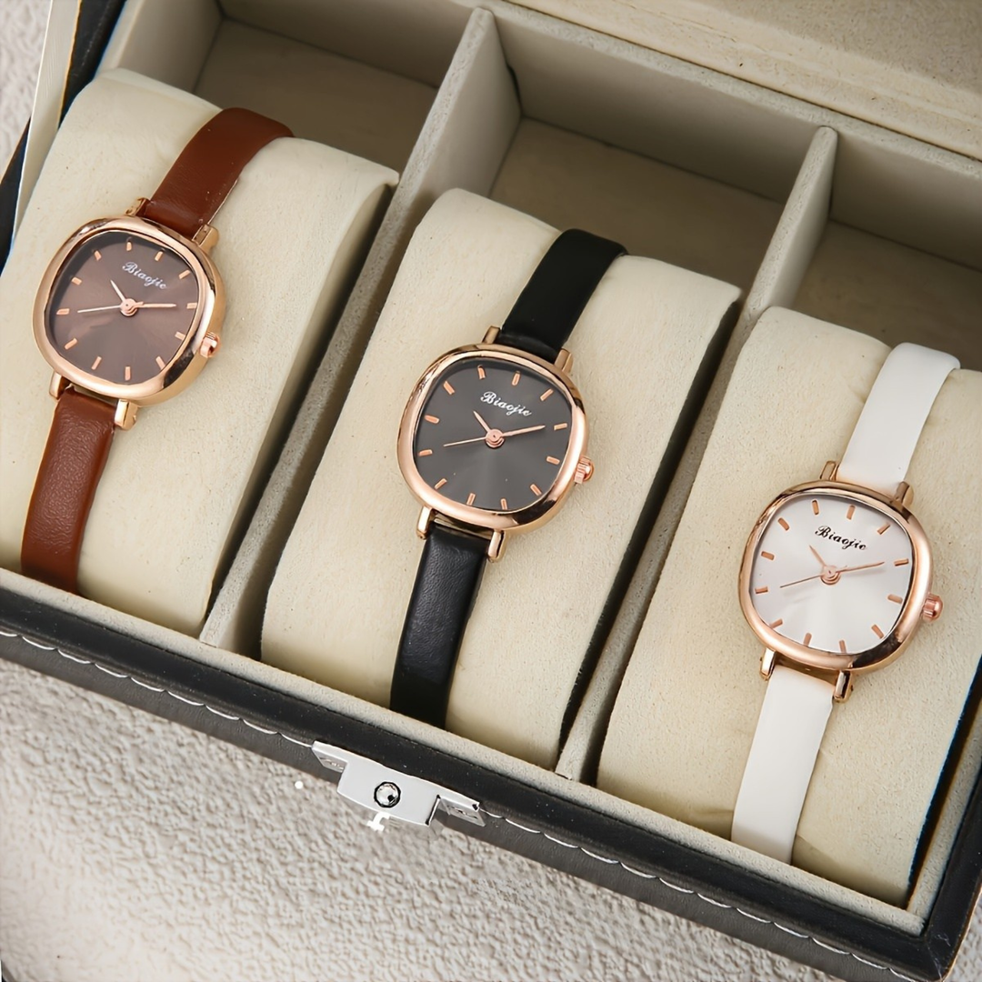 Lennox Square-Dial Leather Watch