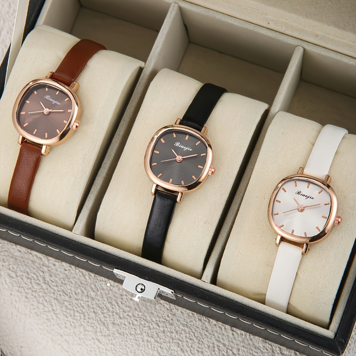 Lennox Square-Dial Leather Watch