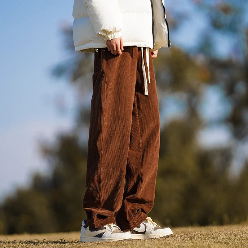 Corduroy Drawstring Pants-Wilo Wale