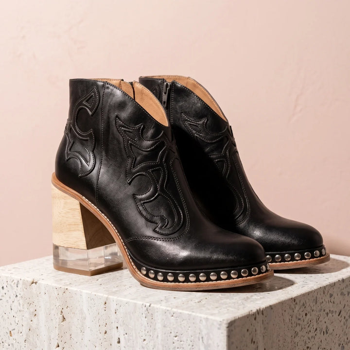Maribel Studded Western Ankle Boots