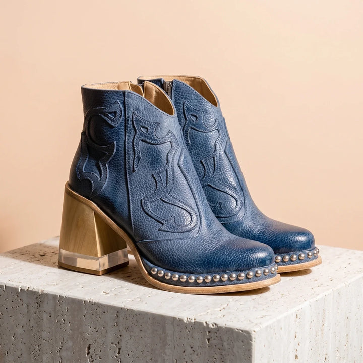 Maribel Studded Western Ankle Boots