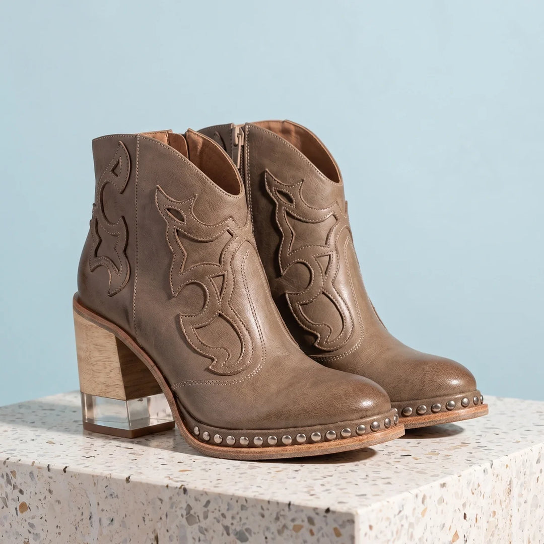 Maribel Studded Western Ankle Boots