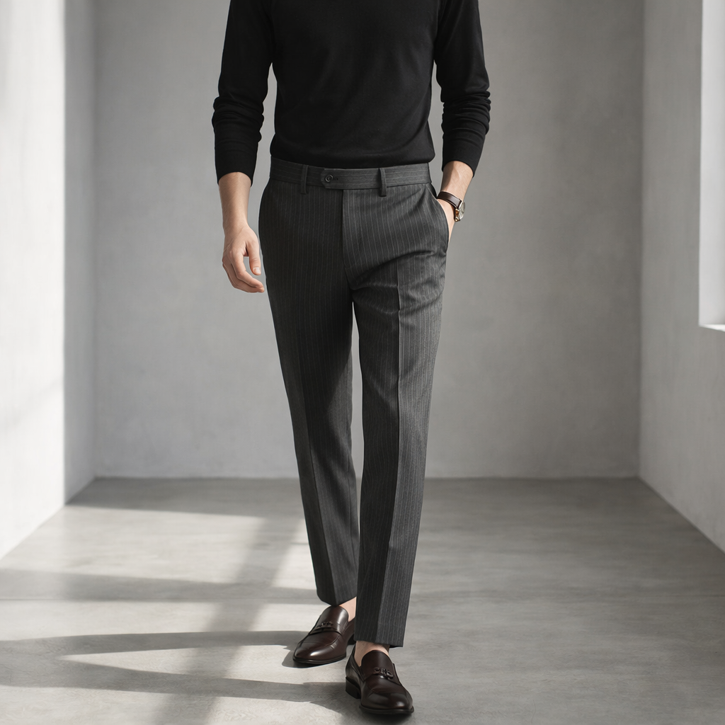 Saville Men’s Pinstripe Trousers | Tailored Dress Pants | Wilo Wale