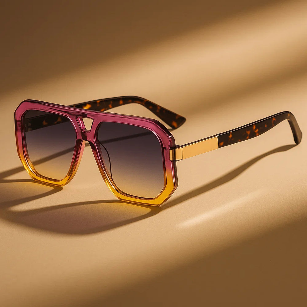 Geometric sunglasses tortoiseshell arms