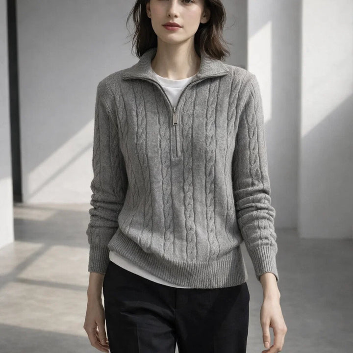 Elora Zip-Neck Cotton Sweater
