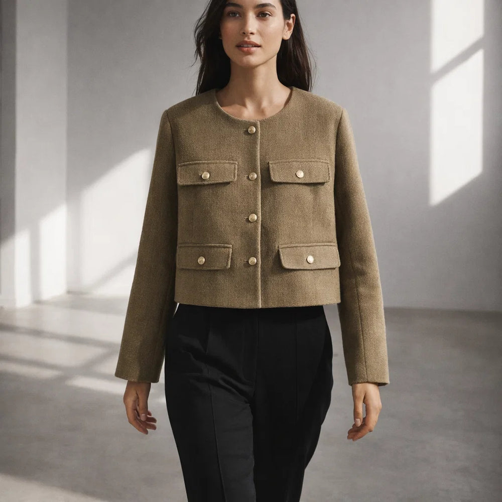 Aurelia Wool Cropped Sweater Jacket