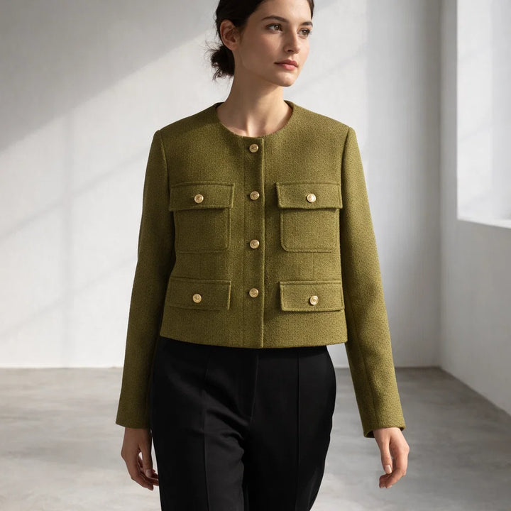Aurelia Wool Cropped Sweater Jacket